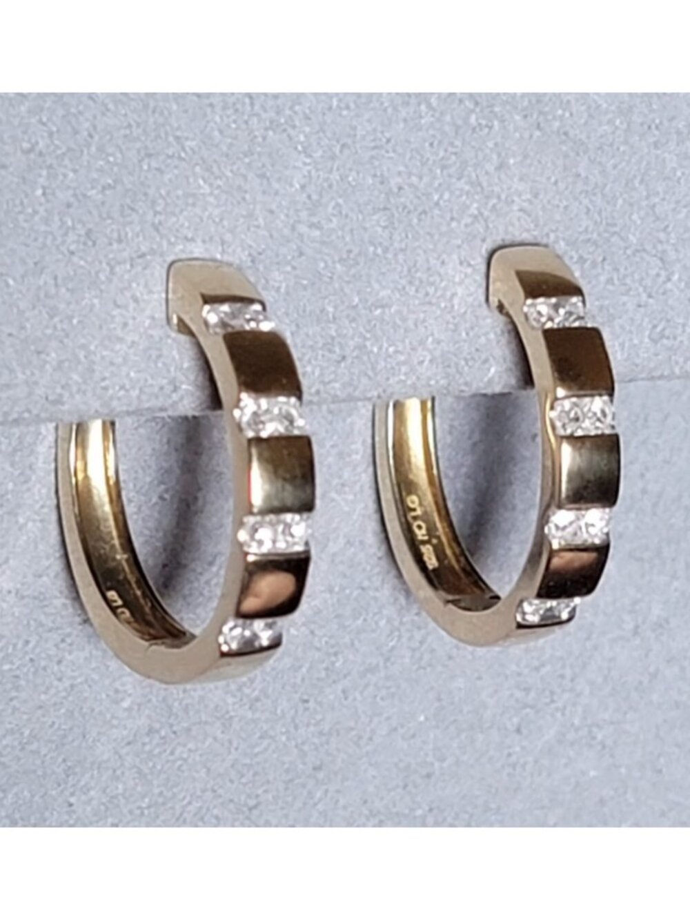 1/4 CTW Lab Grown Diamond Channel Set Hoop Earrings 14K Gold Plated NWT